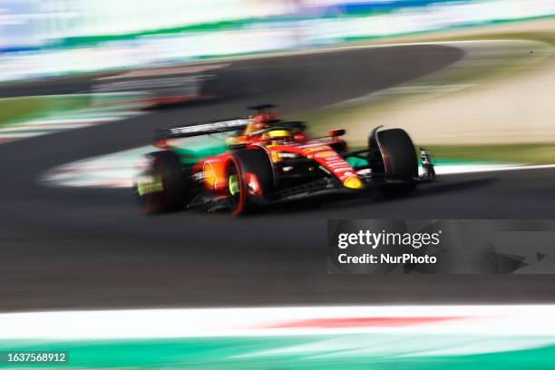 Charles Leclerc of Ferrari during second practice ahead of the Formula 1 Italian Grand Prix at Autodromo Nazionale di Monza in Monza, Italy on...