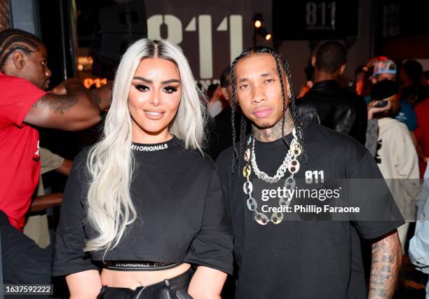 Abby Kheir and Tyga attend 811 originals US Launch party at Sierra on Vine on August 24, 2023 in Los Angeles, California.