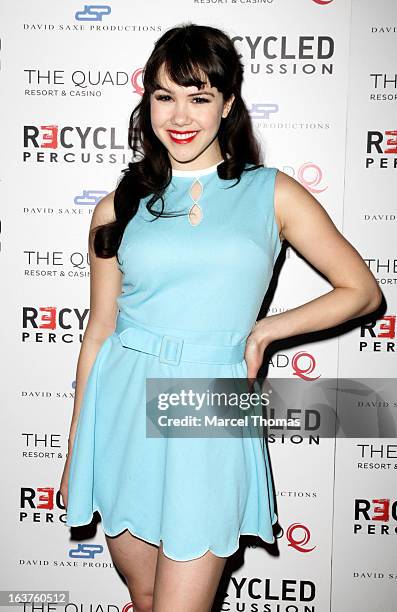 Playmate of the Year and star of "Pinup" Claire Sinclair attends the Recycled Percussion VIP opening night at The Quad Resort & Casino on March 14,...