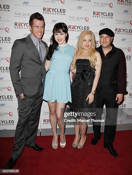 Playmate of the Year and star of "Pinup" Claire Sinclair and the cast of "Pinup" attend the Recycled Percussion VIP opening night at The Quad Resort...