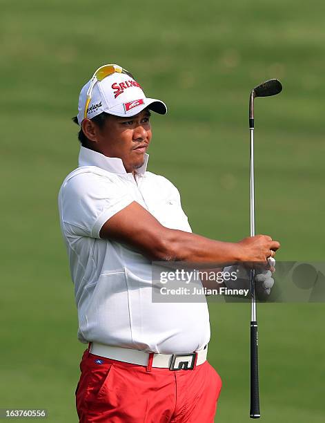 Chapchai Nirat of Thailand in action during day two of the Avantha Masters at Jaypee Greens Golf Club on March 15, 2013 in Delhi, India.