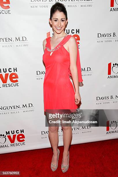 Singer Sarah Hackett attends the Makeovers For Mutts Fundraiser Honoring Maria Menounos at Peninsula Hotel on March 14, 2013 in Beverly Hills,...