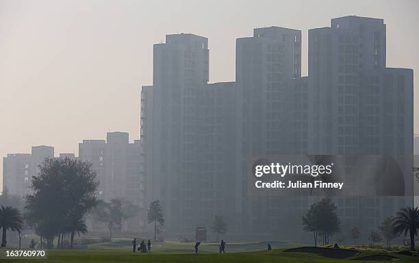 General view of players on the 6th hole during day two of the Avantha Masters at Jaypee Greens Golf Club on March 15, 2013 in Delhi, India.