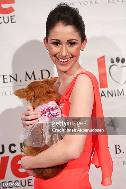 Singer Sarah Hackett attends the Makeovers For Mutts Fundraiser Honoring Maria Menounos at Peninsula Hotel on March 14, 2013 in Beverly Hills,...