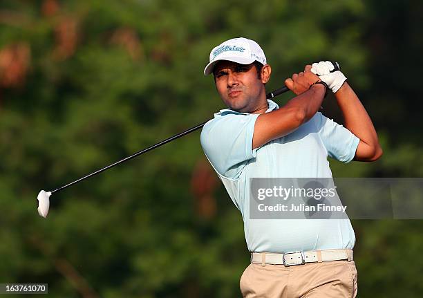 Gaurav Pratap Singh of India in action during day two of the Avantha Masters at Jaypee Greens Golf Club on March 15, 2013 in Delhi, India.