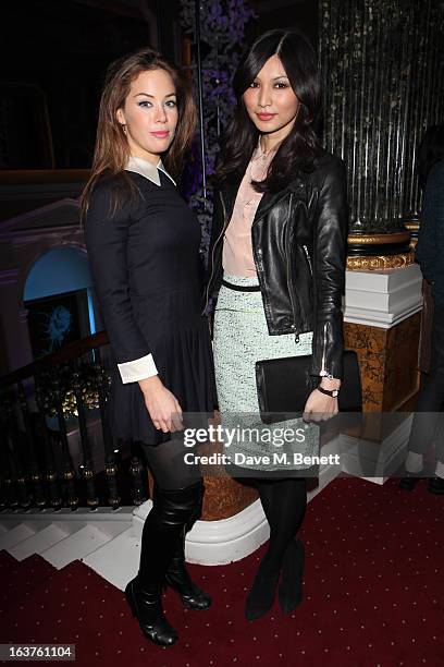 Roxanne McKee and Gemma Chan attend Patrick Hellmann Store Launch and Collection Preview in 50 St James Street on March 14 in London, England.