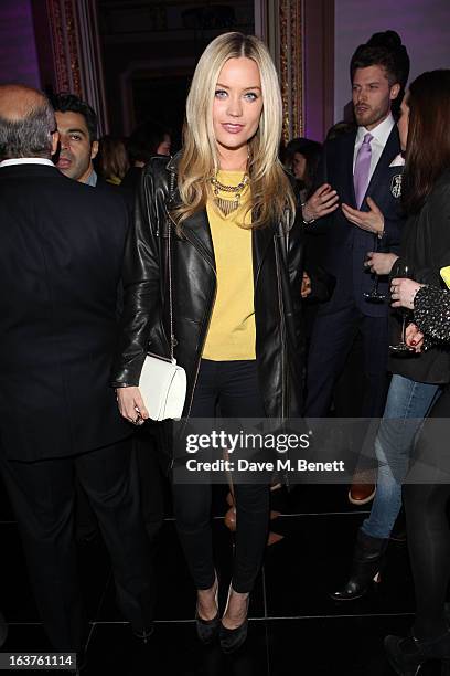 Laura Whitmore attends Patrick Hellmann Store Launch and Collection Preview in 50 St James Street on March 14 in London, England.