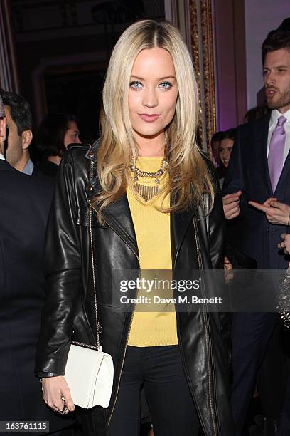 Laura Whitmore attends Patrick Hellmann Store Launch and Collection Preview in 50 St James Street on March 14 in London, England.