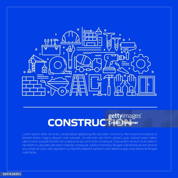 construction related banner design for web page, headline, brochure, annual report and book cover - electrical contractor working stock illustrations