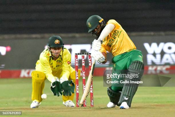 Temba Bavuma of South Africa during the 2nd KFC T20 International match between South Africa and Australia at Hollywoodbets Kingsmead Stadium on...