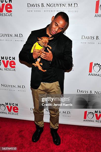 Athlete Bret Lockett arrives at Dr. Davis B. Nguyen and Much Love Animal Rescue host Makeover for Mutts at The Peninsula Hotel at Peninsula Hotel on...