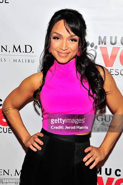 Mayte Garcia arrives at Dr. Davis B. Nguyen and Much Love Animal Rescue host Makeover for Mutts at The Peninsula Hotel at Peninsula Hotel on March...