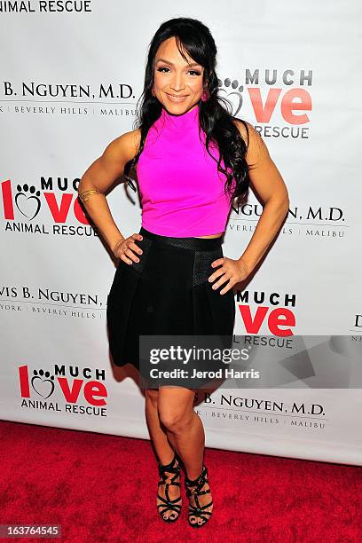 Mayte Garcia arrives at Dr. Davis B. Nguyen and Much Love Animal Rescue host Makeover for Mutts at The Peninsula Hotel at Peninsula Hotel on March...