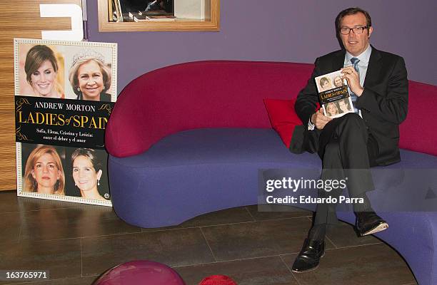 English writer Andrew Morton launches a new book 'Ladies of Spain' at a press conference at Petit Palace hotel on March 15, 2013 in Madrid, Spain.