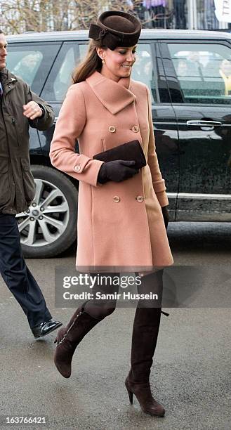 Catherine, Duchess of Cambridge attends day 4 of the Cheltenham Festival on Gold Cup Day at Cheltenham racecourse on March 15, 2013 in London,...