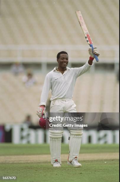 Brian Lara of the West Indies salutes his double century during the Third Test match against Australia at Sydney Cricket Ground in Australia. The...