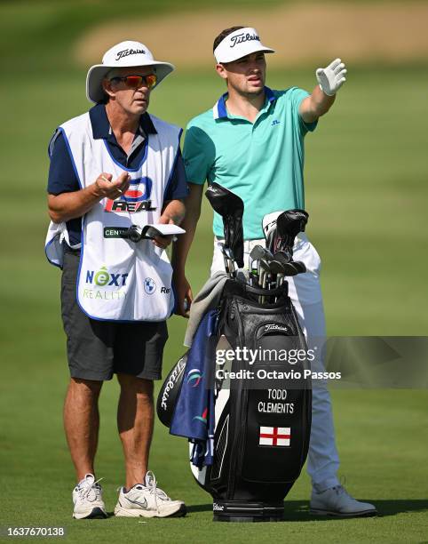 Todd Clements of England plays his second shot on the 12th hole during Day Two of the D+D Real Czech Masters at Albatross Golf Resort on August 25,...