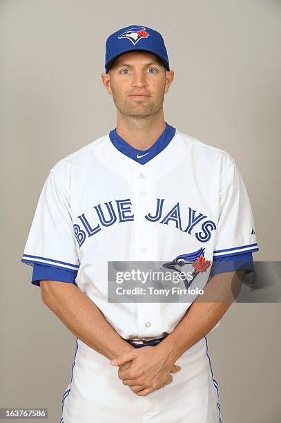 Happ of the Toronto Blue Jays poses during Photo Day on February 18, 2013 at Florida Auto Exchange Stadium in Dunedin, Florida.