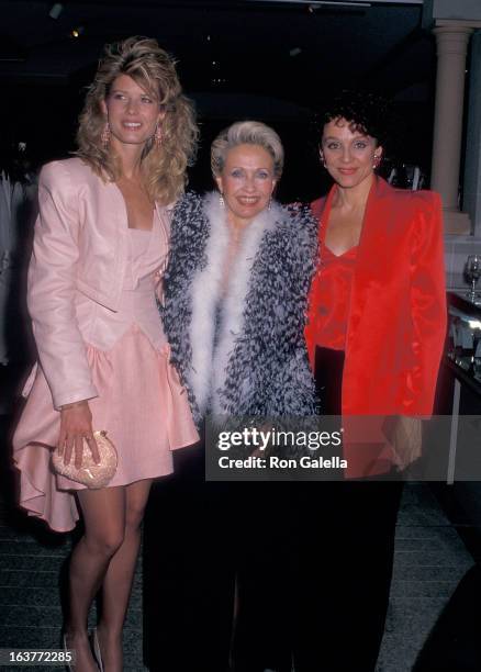 Political secretary Fawn Hall, actress Jane Powell and actress Valerie Harper attend the Bloomingdale's "Hooray for Hollywood" Gala to Benefit amfAR...