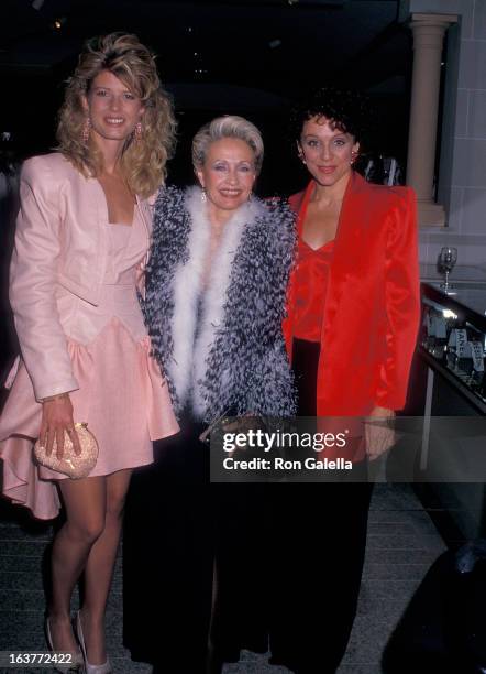 Political secretary Fawn Hall, actress Jane Powell and actress Valerie Harper attend the Bloomingdale's "Hooray for Hollywood" Gala to Benefit amfAR...