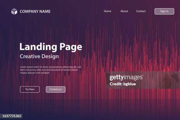 landing page template - abstract background with vertical lines and red gradient - cool office stock illustrations