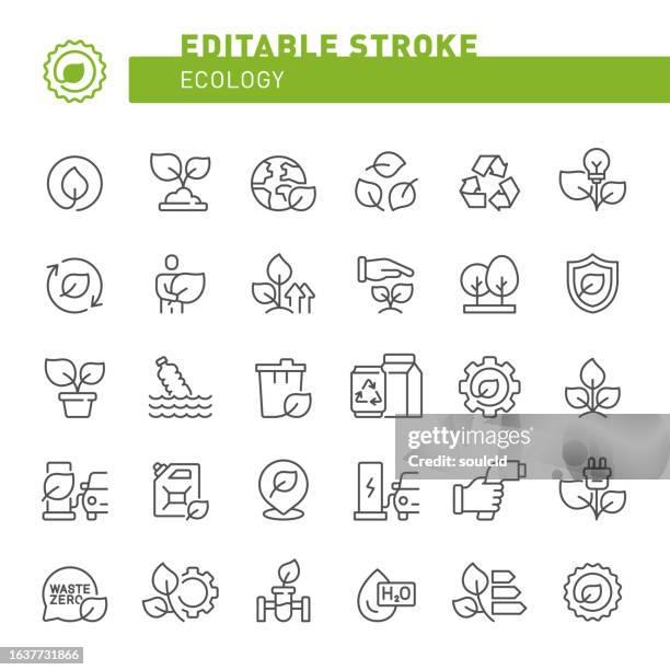 ecology icons - lab flask vector stock illustrations