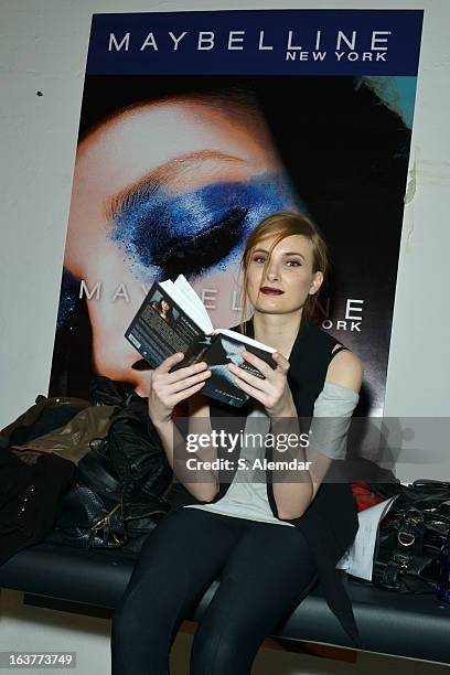 Model backstage ahead of the Soul By Ozgur Masur show during Mercedes-Benz Fashion Week Istanbul Fall/Winter 2013/14 at Antrepo 3 on March 15, 2013...