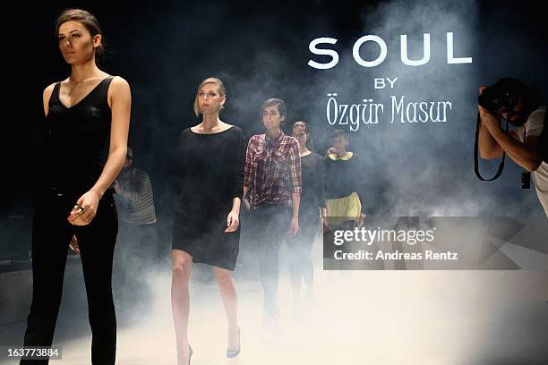 Models on the runway at rehearsals ahead of the Soul By Ozgur Masur show during Mercedes-Benz Fashion Week Istanbul Fall/Winter 2013/14 at Antrepo 3...