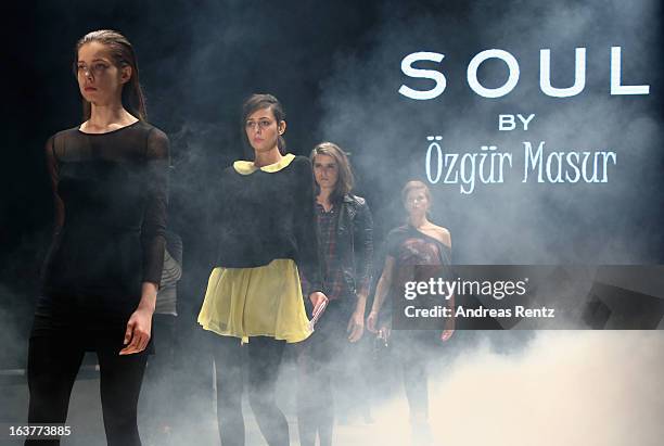 Models on the runway at rehearsals ahead of the Soul By Ozgur Masur show during Mercedes-Benz Fashion Week Istanbul Fall/Winter 2013/14 at Antrepo 3...