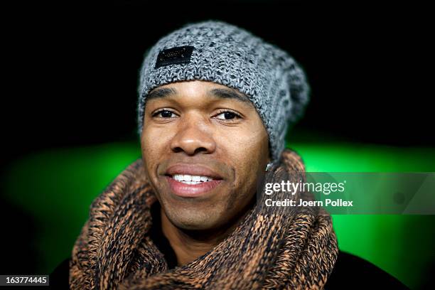 Injured Naldo of Wolfsburg is pictured prior to the Bundesliga match between VfL Wolfsburg and Fortuna Duesseldorf 1895 at Volkswagen Arena on March...