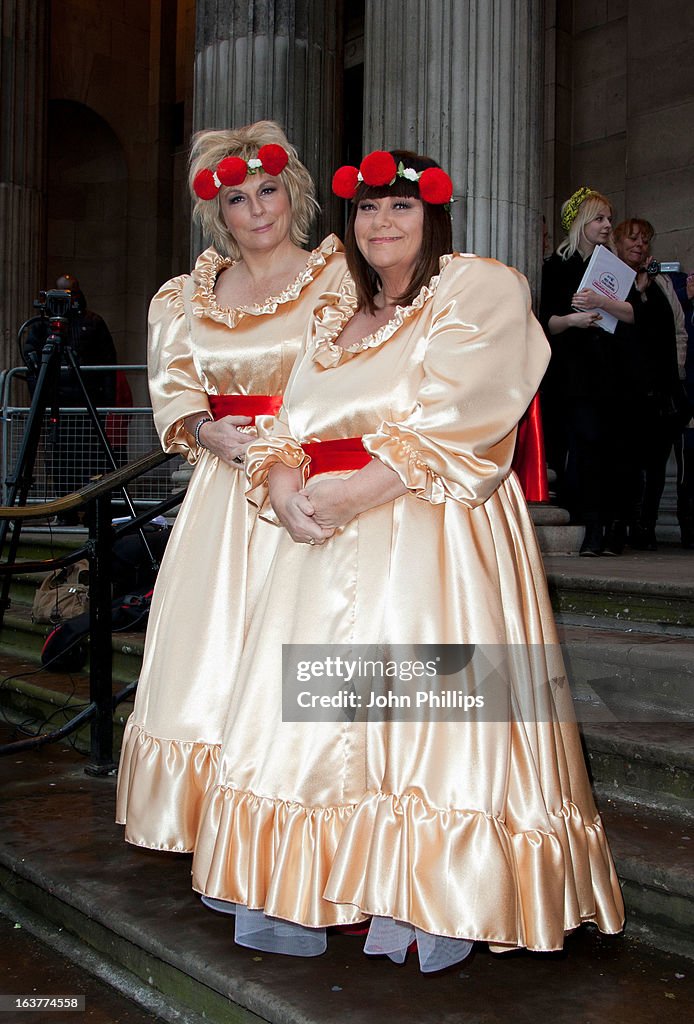 Ben Springett Jennifer Saunders and Dawn French attend the wedding of Ben Springett ...