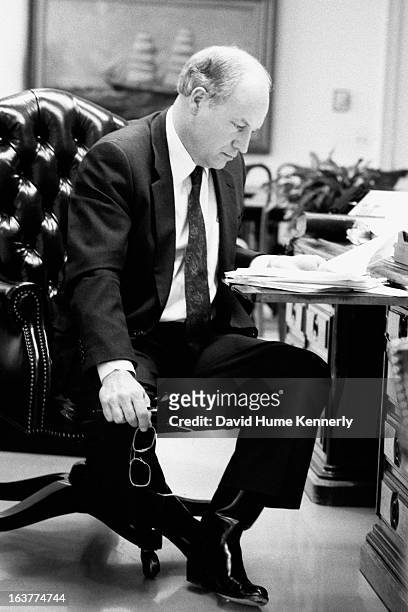 Vice President Dick Cheney photographed from 1975 to 2006 in Washington, DC. Pictured: U.S. Secretary of Defense Dick Cheney in his office February...