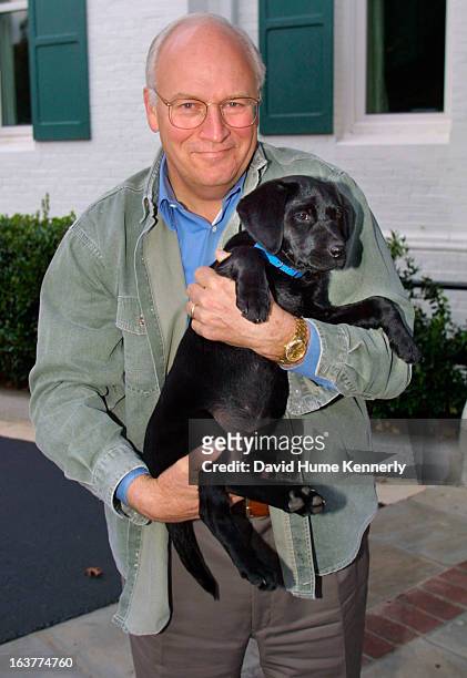Vice President Dick Cheney photographed from 1975 to 2006 in Washington, DC. Pictured: Cheney and his dog Jackson at the VP residence on October 17,...