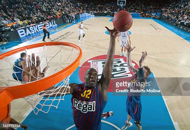Nathan Jawai, #32 of FC Barcelona Regal in action during the 2012-2013 Turkish Airlines Euroleague Top 16 Date 11 between FC Barcelona Regal v...