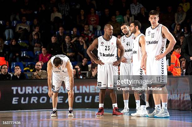 Players of Besiktas JK Istanbul in action during the 2012-2013 Turkish Airlines Euroleague Top 16 Date 11 between FC Barcelona Regal v Besiktas JK...