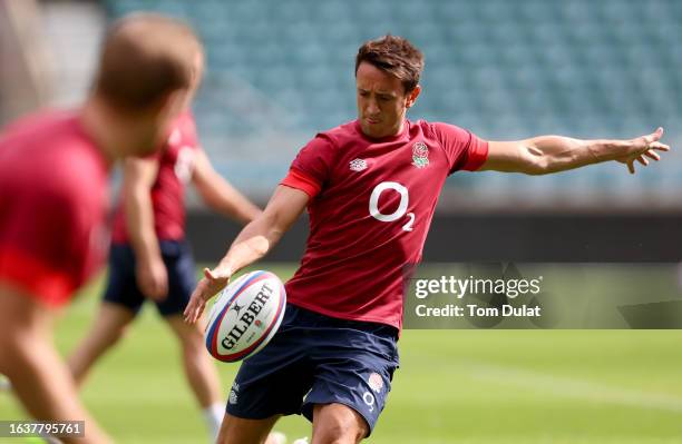 Alex Mitchell of England in action during England Captain's Run at Twickenham Stadium on August 25, 2023 in London, England.