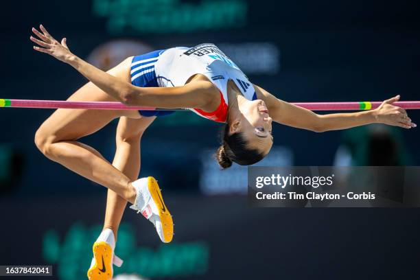 August 25: Nawal Meniker of France in action during the Women's High Jump Qualification during the World Athletics Championships, at the National...