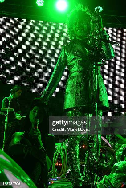 Singer Wayne Coyne of the Flaming Lips performs at the 2013 SXSW Music, Film + Interactive Festival held at the Auditorium Shores on March 15, 2013...