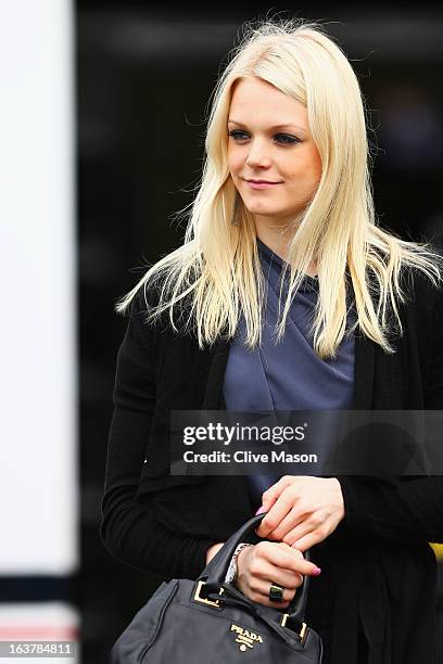 Swimmer Emilia Pikkarainen, girlfriend of Williams GP driver Valtteri Bottas, arrives in the paddock before qualifying for the Australian Formula One...