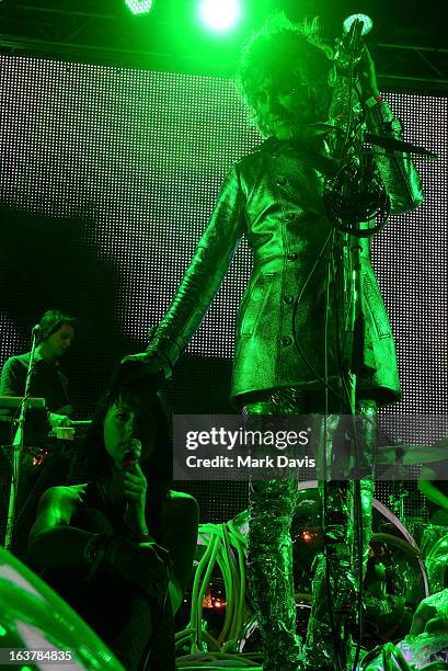 Singer Wayne Coyne of the Flaming Lips performs at the 2013 SXSW Music, Film + Interactive Festival held at the Auditorium Shores on March 15, 2013...