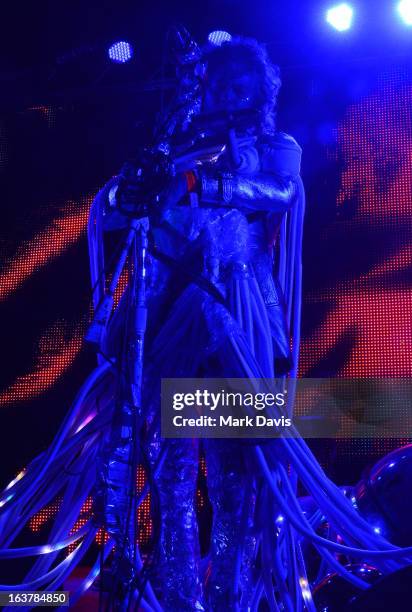 Singer Wayne Coyne of the Flaming Lips performs at the 2013 SXSW Music, Film + Interactive Festival held at the Auditorium Shores on March 15, 2013...