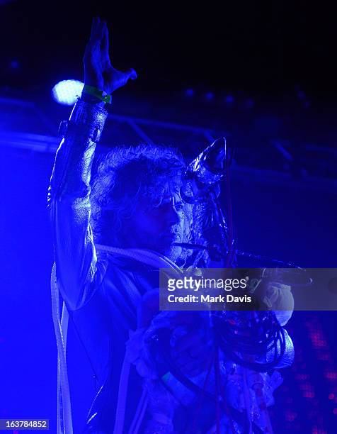 Singer Wayne Coyne of the Flaming Lips performs at the 2013 SXSW Music, Film + Interactive Festival held at the Auditorium Shores on March 15, 2013...