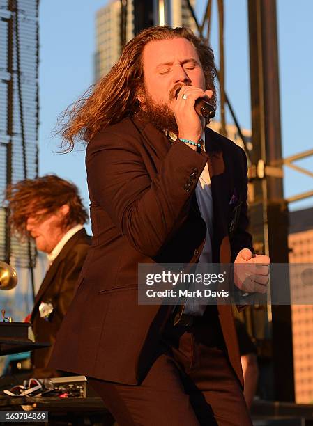 Singer Jim James performs at the 2013 SXSW Music, Film + Interactive Festival held at the Auditorium Shores on March 15, 2013 in Austin, Texas.