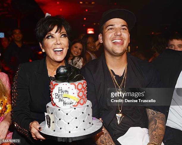 Rob Kardashian celebrates his 26th birthday with his mom Kris Jenner at 1 OAK Nightclub at The Mirage Hotel & Casino on March 15, 2013 in Las Vegas,...