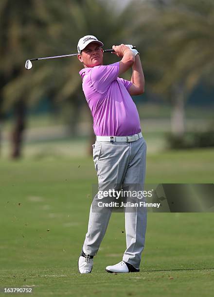 David Drysdale of England in action during day three of the Avantha Masters at Jaypee Greens Golf Club on March 16, 2013 in Delhi, India.