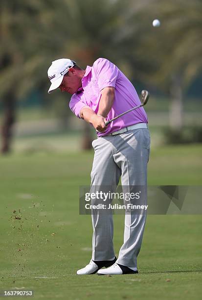 David Drysdale of England in action during day three of the Avantha Masters at Jaypee Greens Golf Club on March 16, 2013 in Delhi, India.