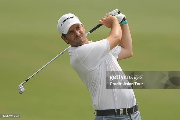 Thomas Aiken of South Africa in action during day 3 of the Avantha Masters at Jaypee Greens Golf Course on March 16, 2013 in Noida, India.