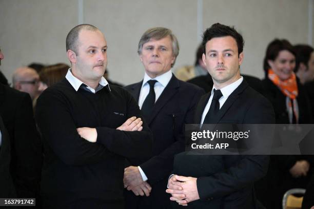 Unidentified relatives of Yann Desjeux a former French Marine Infantry paratrooper, who was killed on January 18, 2013 when the Algerian army stormed...