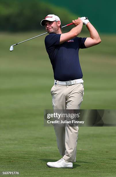 Paul Waring of England in action during day three of the Avantha Masters at Jaypee Greens Golf Club on March 16, 2013 in Delhi, India.