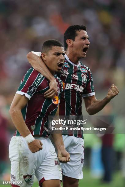 André Trindade of Fluminense celebrating his goal with his teammate Paulo Henrique Ganso during Copa CONMEBOL Libertadores match between Fluminense...